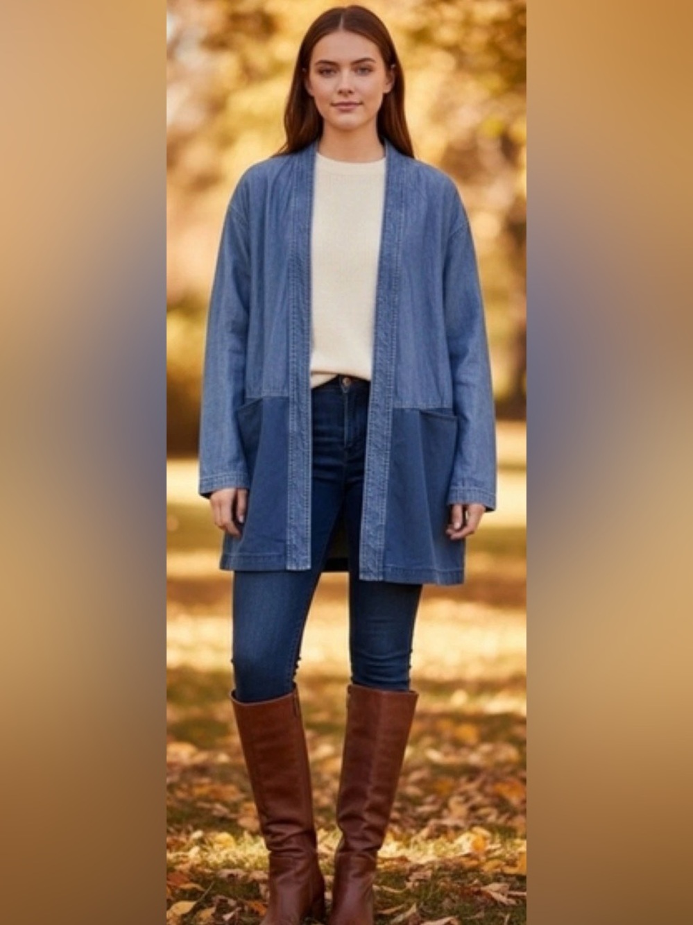 Eileen Fisher Kimono Style Open-Front Tencel Blend Jacket Size M EUC